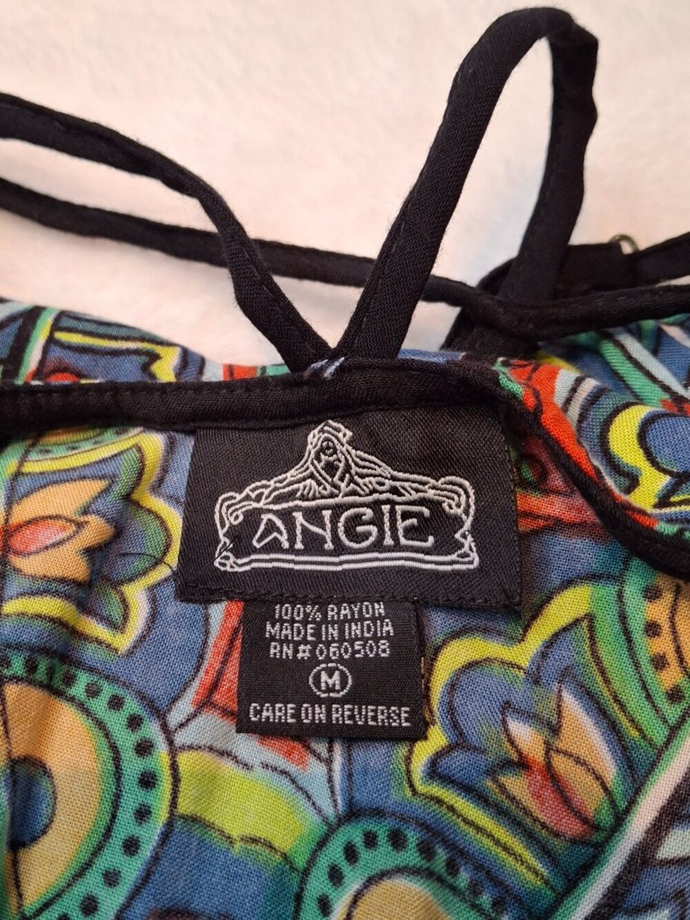 Angie Maxi Dress Sz M Strappy Colorful Boho Festival Sundress Hippie - Picture 9 of 13